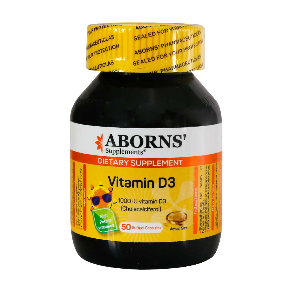 کپسول ژلاتینی ویتامین د3 1000 واحد VITAMIN D3 1000 IU ABORNS