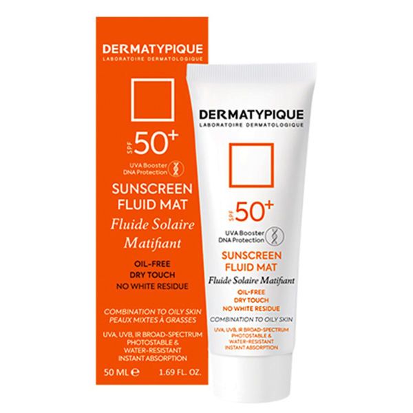 ضد آفتاب بی رنگ پوست چرب فلوئید مت درماتیپیک+SUNSCREEN FLUID MAT DERMATYPIQUE SPF 50