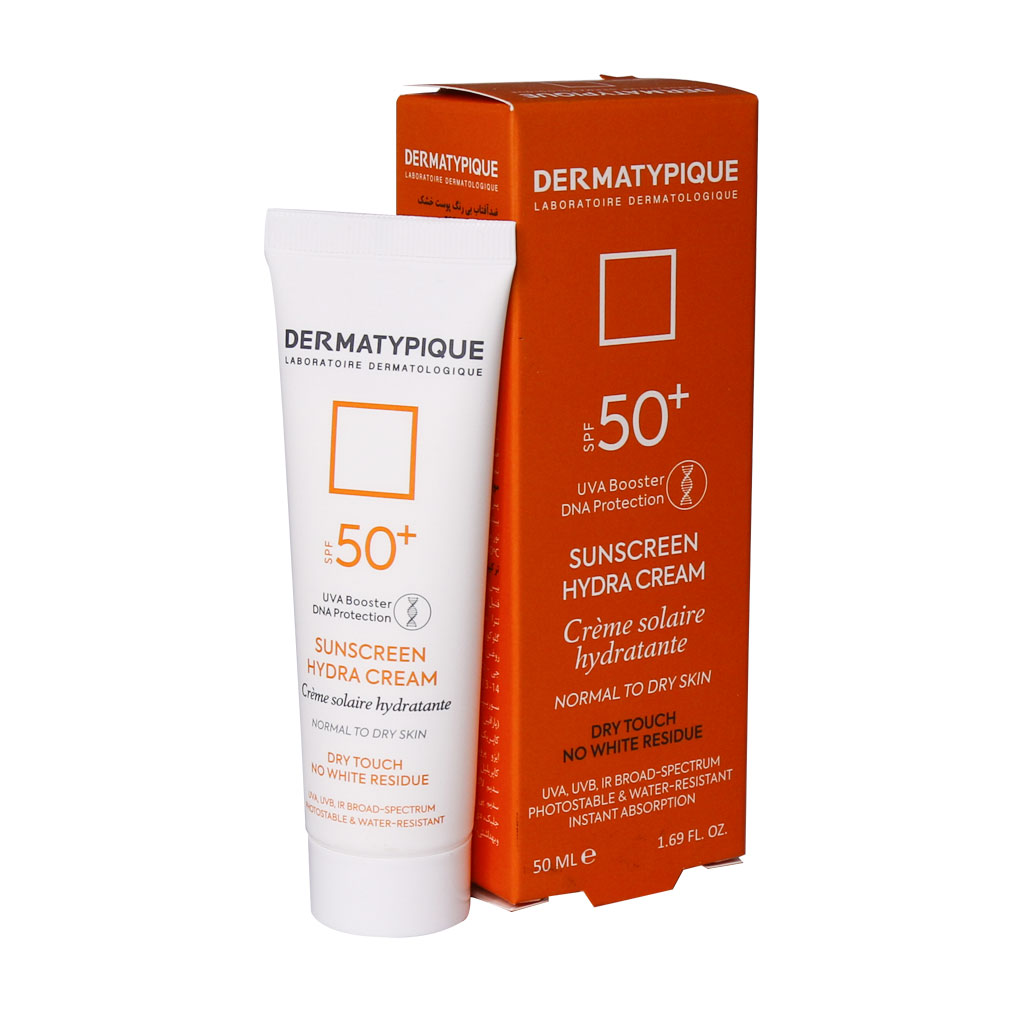 ضد آفتاب بی رنگ پوست خشک درماتیپیک SPF 50SUNCREEN HYDRA CREAM DERMATYPIQUE