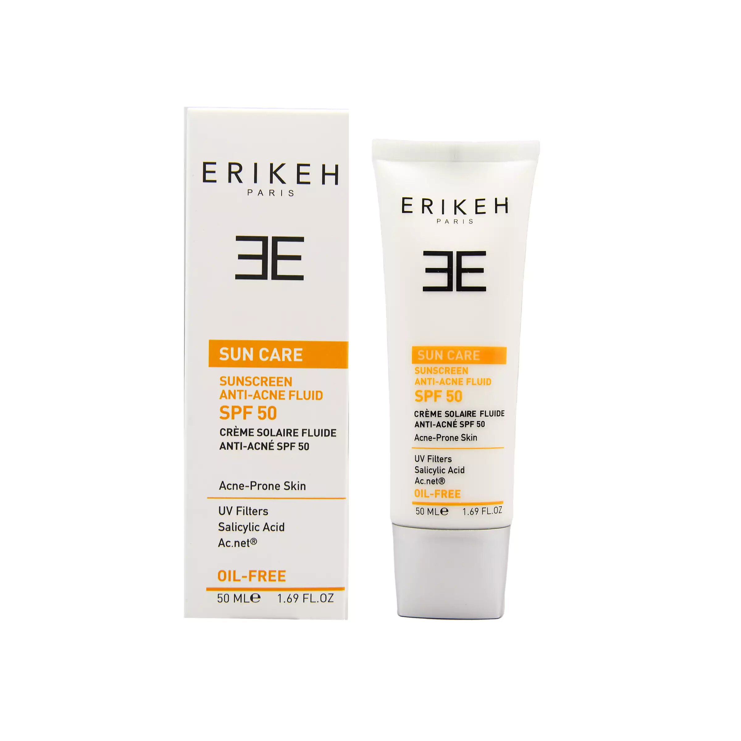 فلوئید ضد آفتاب و ضد جوش بی رنگ اریکهSUN CARE SPF50 OILY SKIN ERIKEH