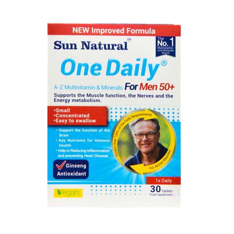 قرص وان دیلی آقایان +50 سال سان نچرال 30 عددی SUN NATURAL ONE DAILY A-Z FOR MEN +50