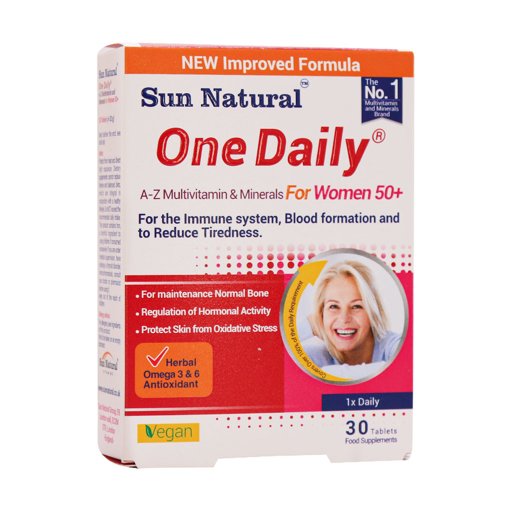 قرص مولتی ویتامین مینرال وان دیلی بانوان بالای ۵۰ سال سان نچرال ۳۰ عدد SUN NATURAL ONE DAILY MULTI VITAMIN FOR WOMEN UP ۵۰ YEARS ۳۰ TABS