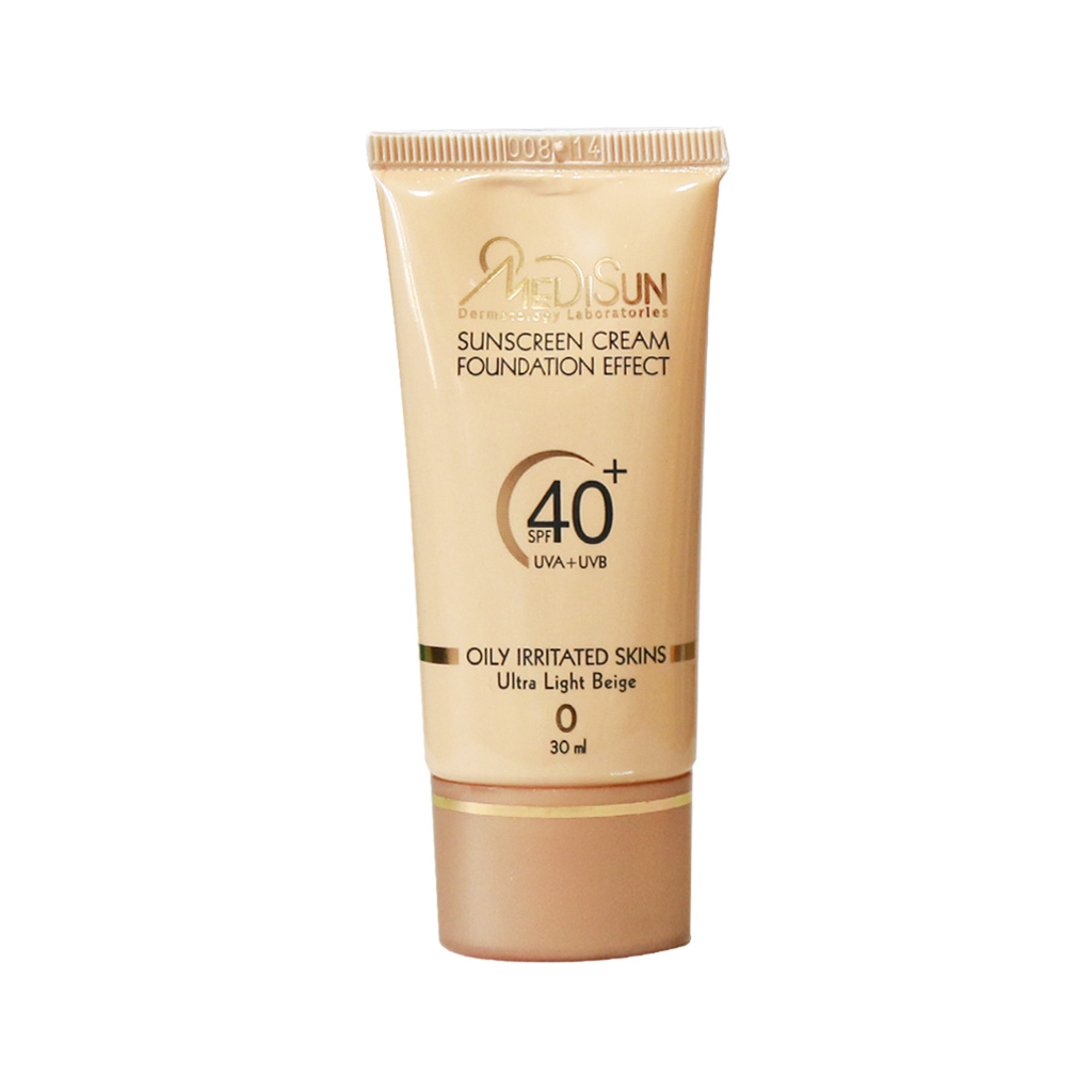 کرم ضد آفتاب SPF40 پوست چرب و حساس بژ روشن مدیسان SUN SCREEN CREAM FOUNDATION EFFECT LIGHT BEIGE MEDISUN