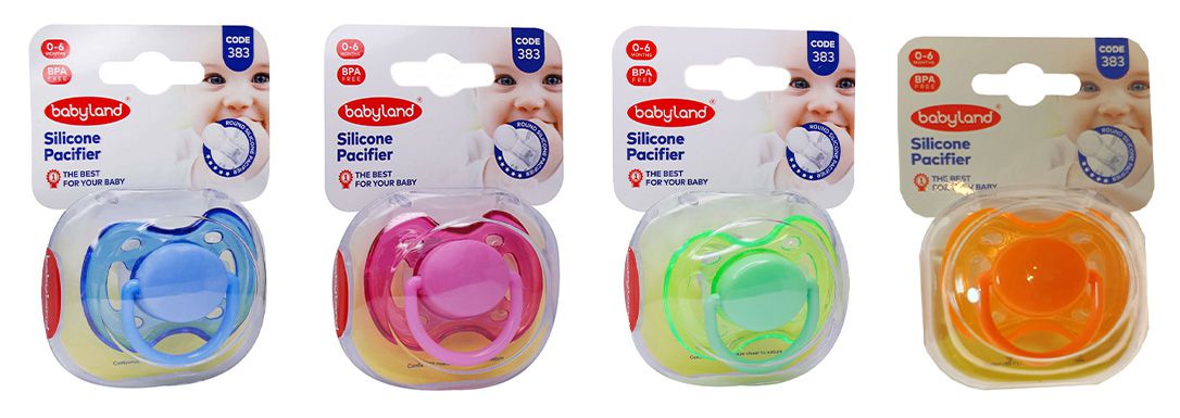 پستونک 0 تا 6 ماه Silicone Pacifier babyland 0-6 Months code 383