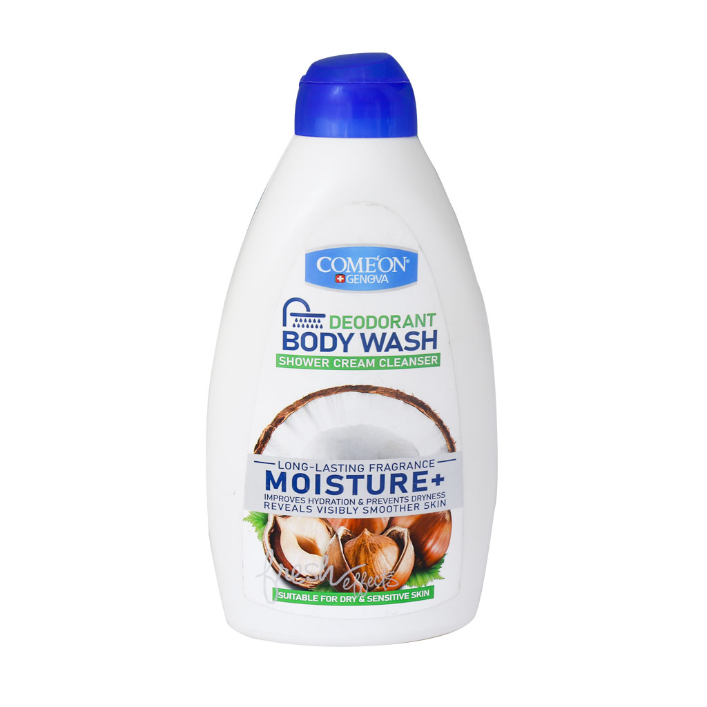 شامپو بدن کرمی کامان مدل Moisture مناسب پوست خشک و حساس 510 میلی لیتر Comeon Deodorant Body Wash