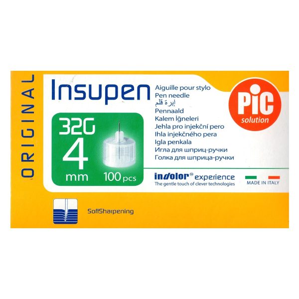 سر سوزن قلم انسولین اینسوپن پیک 100 عددی Pic Insupen Pen Needle 32G 4mm