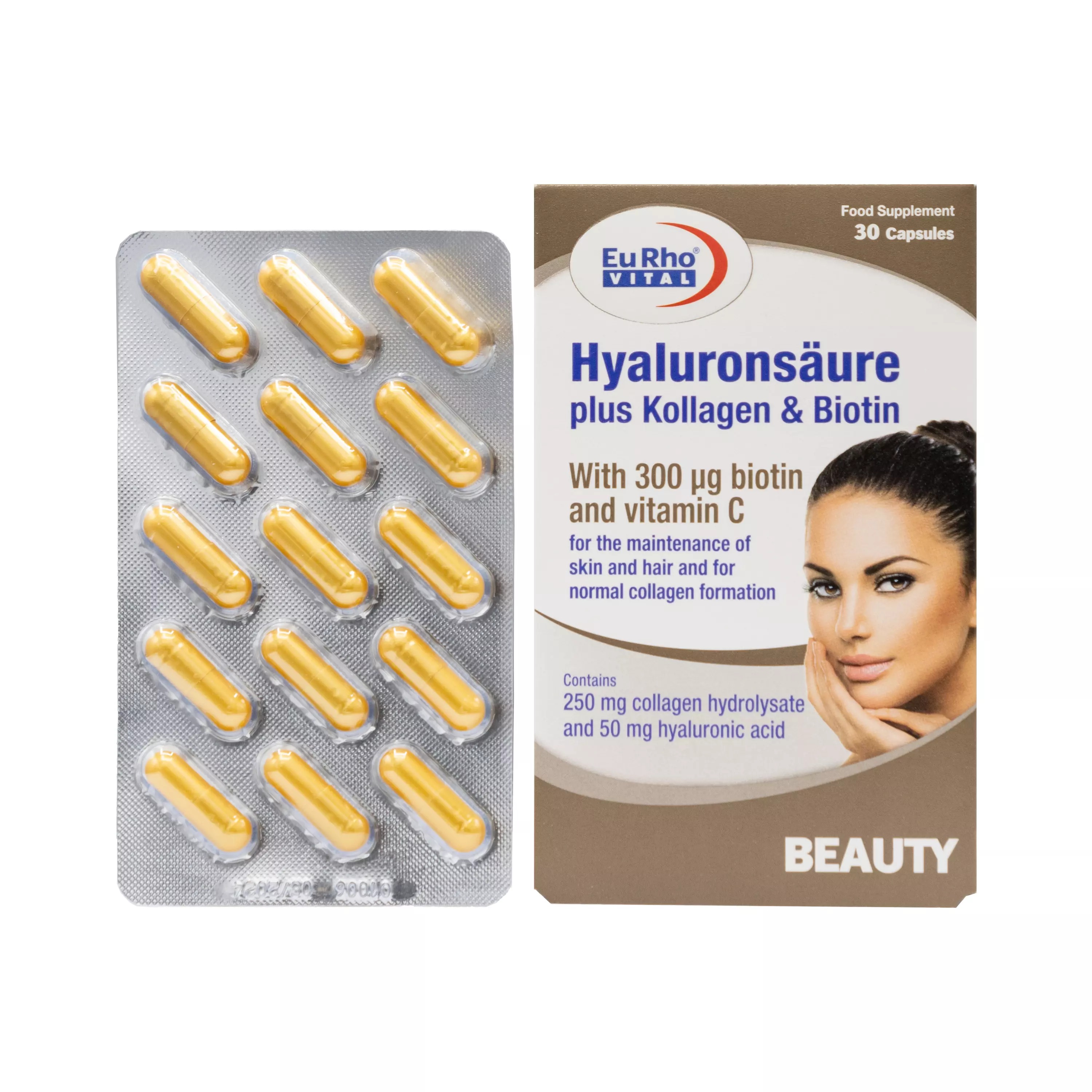 هیالورون سائور پلاس کلاژن و بیوتین یوروویتال Hyaluronsaure Plus Kollagen And Biotin