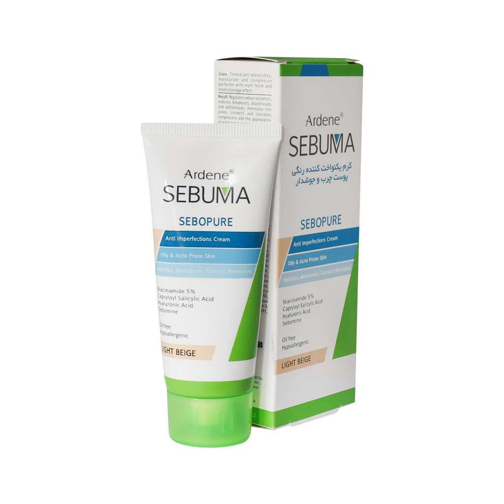 کرم یکنواخت کننده رنگی بژ روشن پوست چرب سبوما Sebopure Anti Imperfections Cream For Oily And Acne Prone Skin