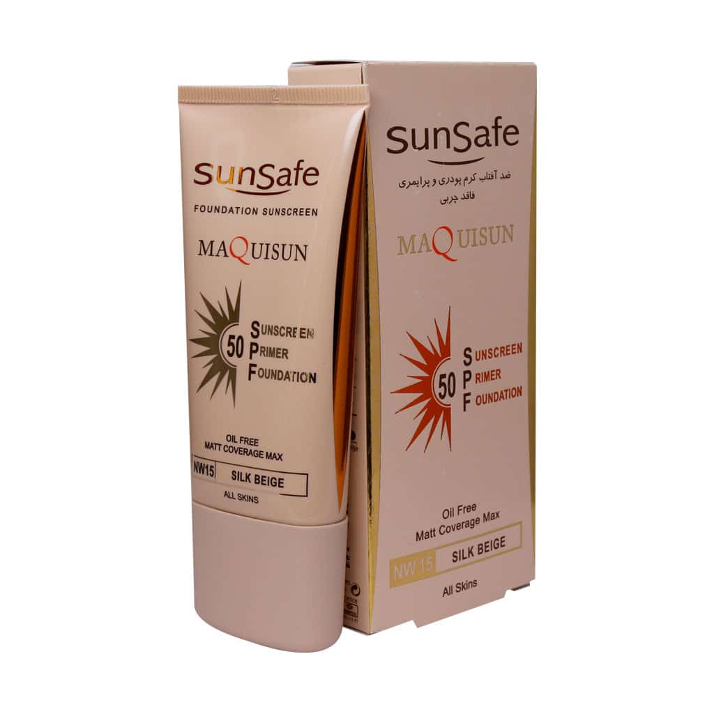 ضد آفتاب کرم پودری و پرایمری SPF50 مکیسان سان سیف Foundation Sunscreen MAQUISUN