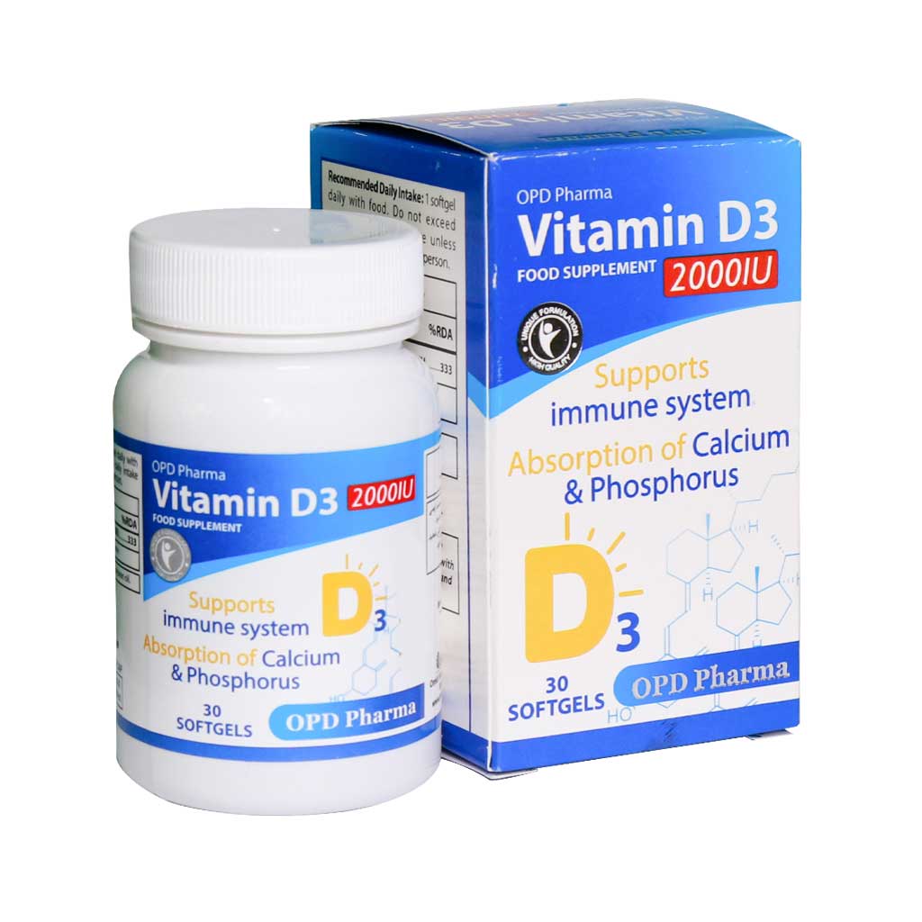 ویتامین د3 2000 واحدی او پی دی فارما OPD Pharma Vitamin D3 2000 IU