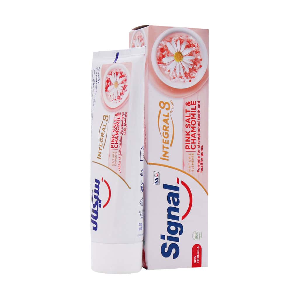 خمیر دندان اینتگرال 8 کاره نمک صورتی و روغن بابونه سیگنال Signal Integral 8 Pink Salt And Chamomile Toothpaste